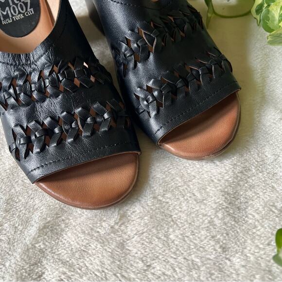 Miz Mooz Briar Black Leather Mule-Style Heeled Sandals - Picture 4 of 9